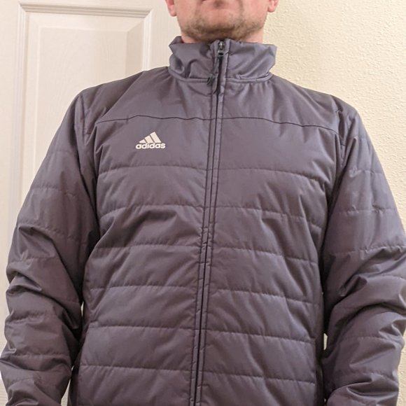 Adidas Sl transition jacket men's size medium gray puffer zips up onix coat - Picture 14 of 14